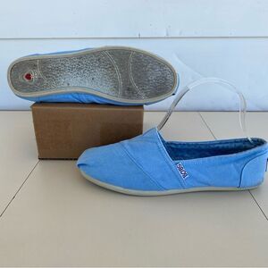 Bobs Skechers Alpargata Slip On Moccasins Shoe 33645 Light Blue Women’s 7.5